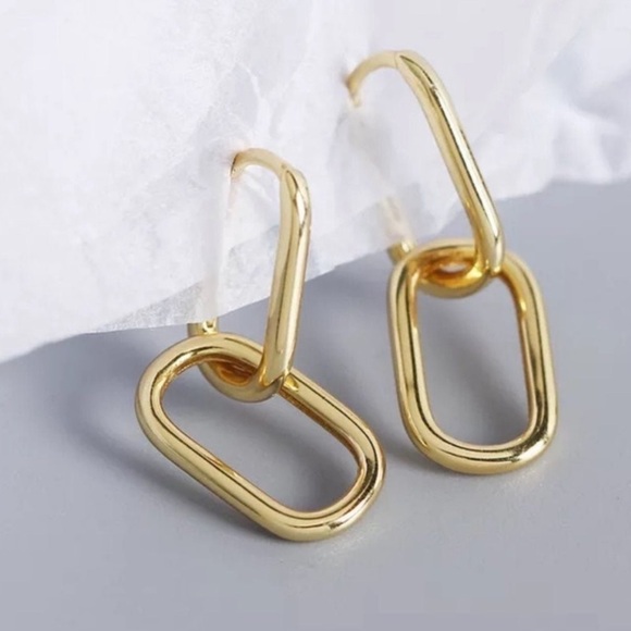 Gold Double Hoop Earrings Brand New - Picture 2 of 3